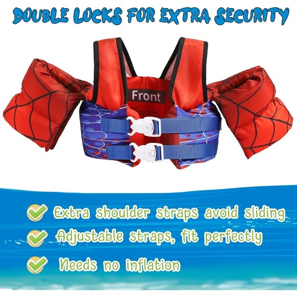 Spiderman Boys Pool Jumper Arm Floatie Swim Vest, Kids/Toddler 22-66 Lbs NEW - Picture 2 of 4